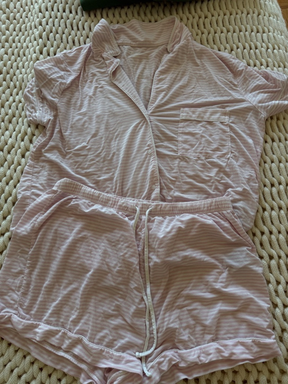 Soft Pink Striped Women's Two-Piece Pajama Set